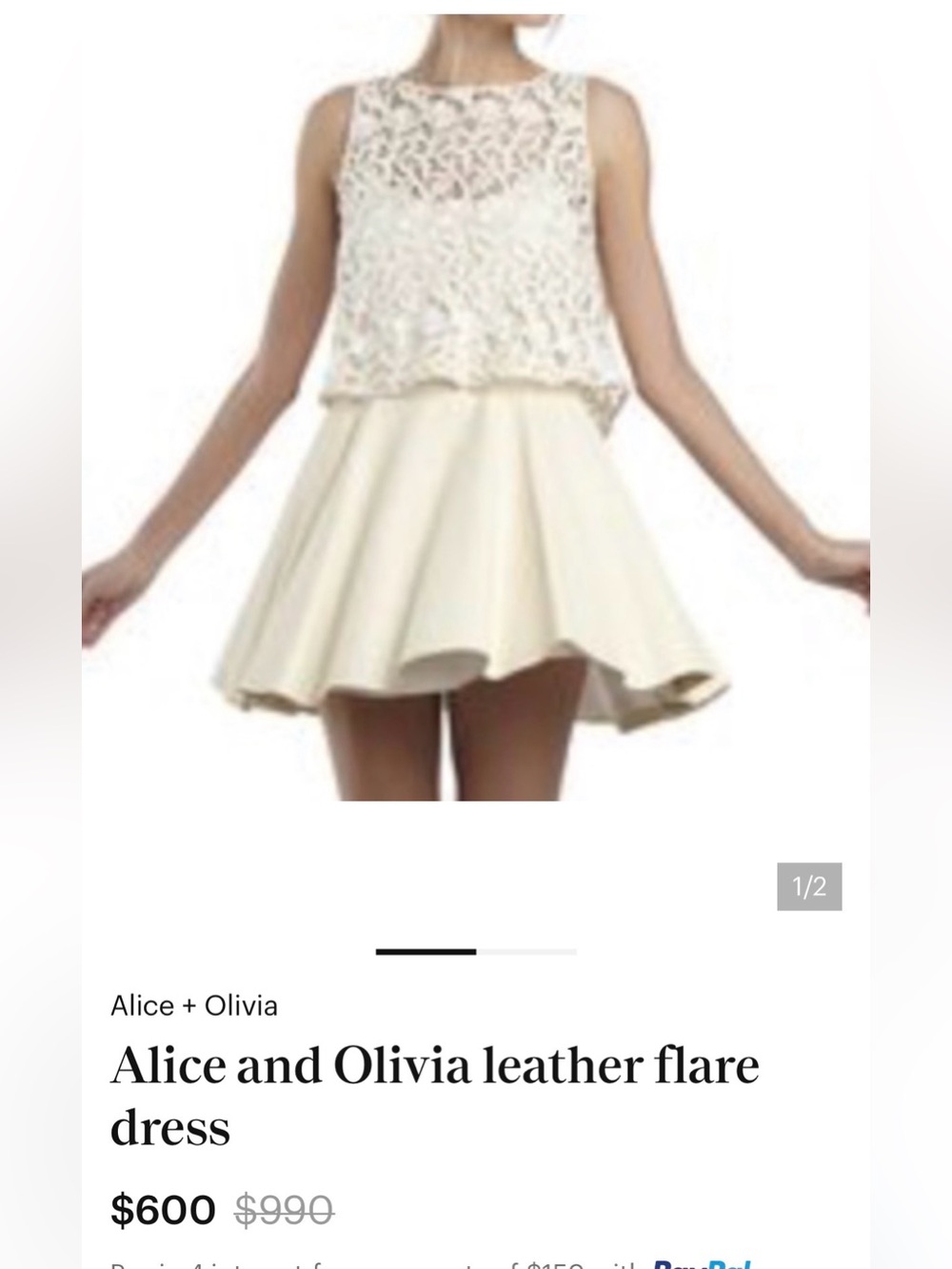 Alice $ Olivia supersoft lamb leather fit/Flair mini with chantilly lace shell 6